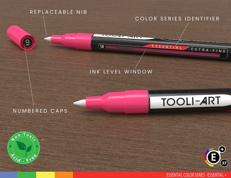 TOOLI-ART Acrylic Paint Pens Assorted Vibrant Markers for Rock Painting, Canvas, Glass, Mugs, Wood, Fabric, Metal, Ceramics. Non Toxic, Quick Dry, Multi-Surface, Lightfast (EXTRA FINE) - Image 3